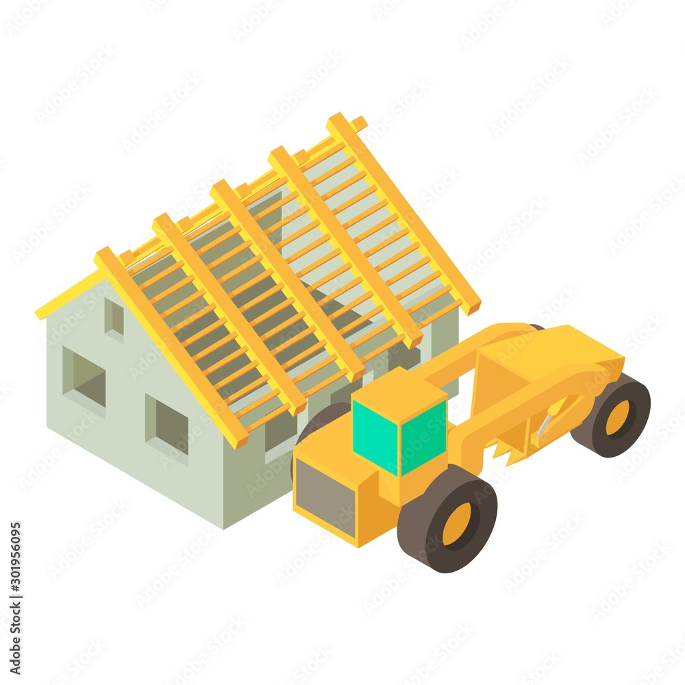 Poster Building icon. Isometric illustration of building vector icon for web