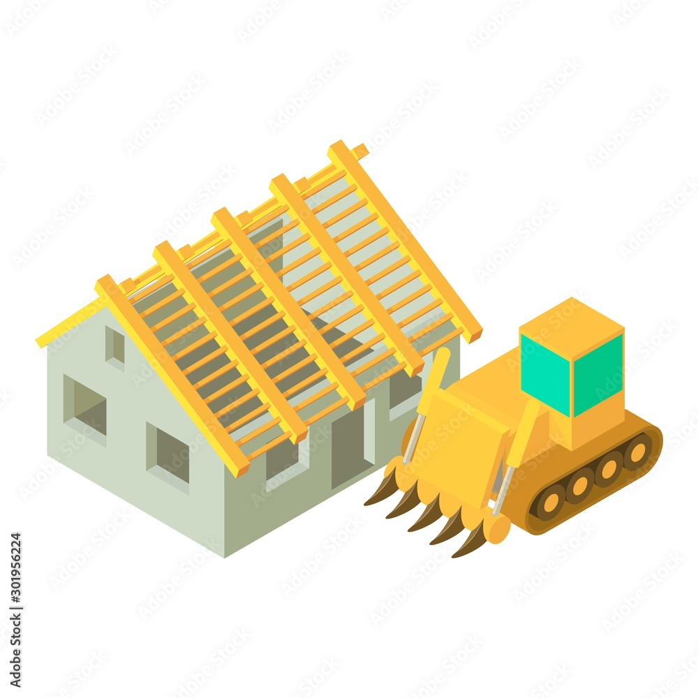 Poster constructing icon. isometric illustration of constructing vector icon for web