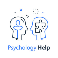 Human head profile and jigsaw puzzle, cognitive psychology or psychotherapy concept, mental health