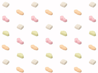 Meringues (Schuimpjes), Zwarte piet and beetles, Sinterklaas candy, white background pattern