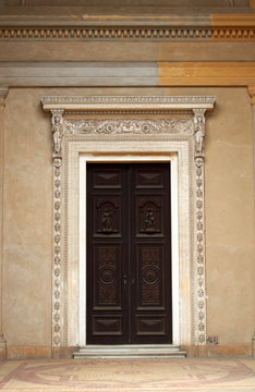Royal castle style wooden door, old opulence
