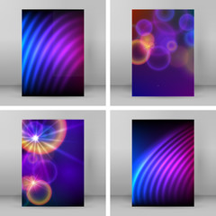 set glow light background design element cover page03