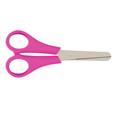 Pink scissors. Vector illustration. Isolated on a white background.