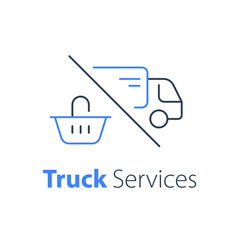 Shopping order delivery, truck distribution, purchase shipping, basket line icon