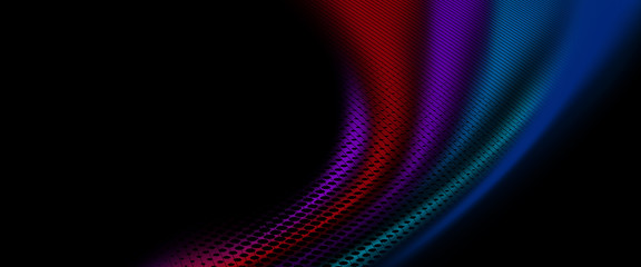 Glowing abstract wave on dark, shiny motion, magic space light. Techno abstract background