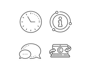 Copywriting notebook line icon. Chat bubble, info sign elements. Ð¡opyright sign. Media content symbol. Linear copywriting notebook outline icon. Information bubble. Vector