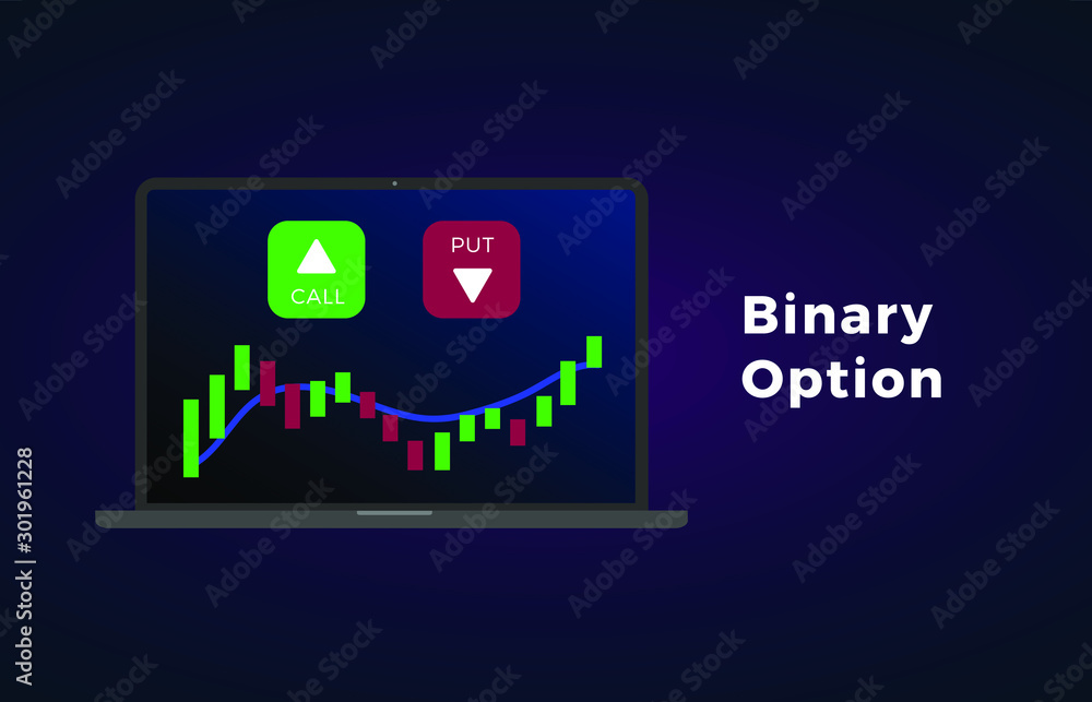 Poster binary option - call and put buttons with up and down arrows. currency exchange market price with gr