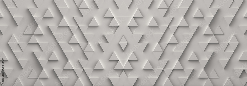 Aufkleber white triangle pattern backdrop background. 3d rendering.