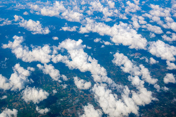 landscape look down from the airplane look see the sky and cloud beautiful beautiful in the morning appropriate the background , idea copy space