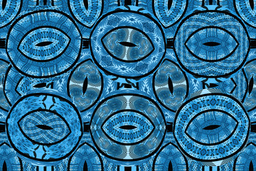 Colorful African fabric, patchwork of patterns