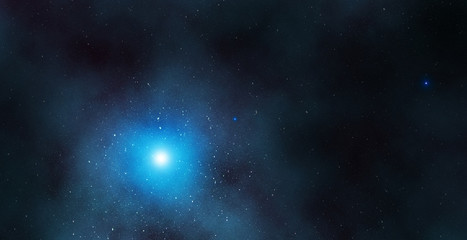 Fototapeta na wymiar star light glowing in the deep blue space