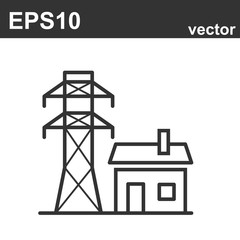 Electricity vector icon, electric tower symbol.