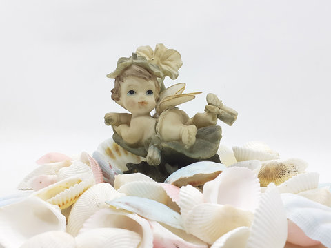 Classical Elegant Colorful Angel Toys Model from Clay Porcelain for Home Interior Decoration Tools in White Isolated Background