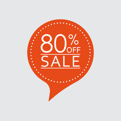 Sale sticker. 80 percent price off discount label or tag. Promo badge for advertising design. Vector illustration.