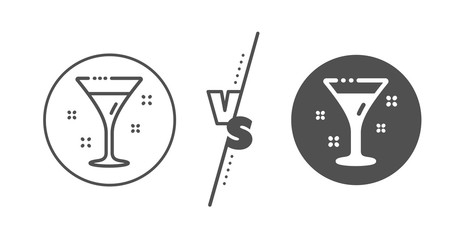 Martini drink sign. Versus concept. Cocktail glass line icon. Hotel service symbol. Line vs classic cocktail icon. Vector
