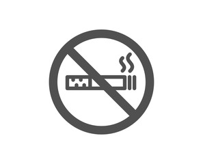 Stop smoke sign. No smoking icon. Hotel service symbol. Classic flat style. Simple no smoking icon. Vector