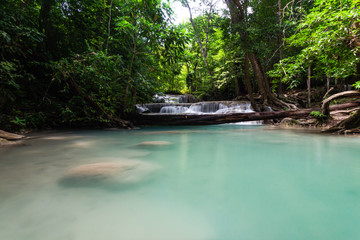 Amazing beautiful Erawan waterfall in the rainforest park in Thailand,Erawan National Park
