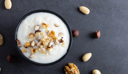 organic yoghurt with a mix of nuts