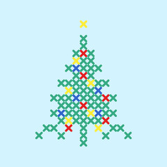 Christmas Tree, embroidery, vector