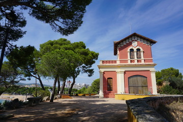 Sant Feliu de Guíxols - old house in park seen during the walk along the beautiful coastline