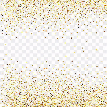 Gold Confetti On A Transparent Background, Frame Of Gold Confetti