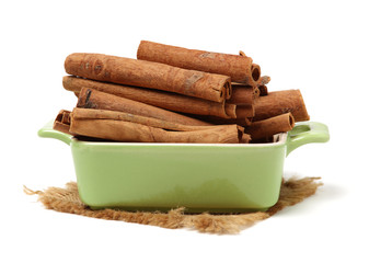 Cinnamon on a white background