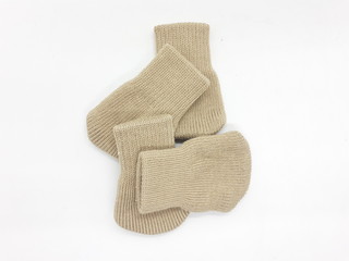 Special Table Foot Protector from Fabric Socks in White Isolated Background