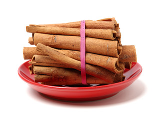 Cinnamon on a white background