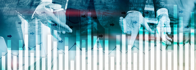 Investment trading financial analysing forex currency economy growth abstract background business...
