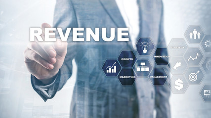 Increase revenue concept. Planing growth and increase of positive indicators in his business. Mixed media. Planning revenue growth.