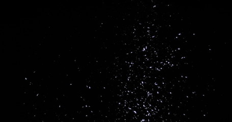 Falling real snowflakes, heavy snow, shot on a black background, frosted, wide-angle, insulated,...