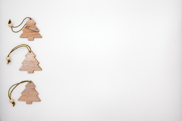Handmade Christmas toys. Christmas tree Top view