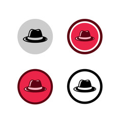 Black fedora hat icon set, circle flat style logo design template, vector illustration design