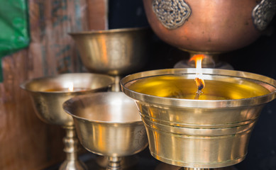 Preparations for morning prayer in Korzok monastery, Ladakh