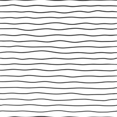 Fabric seamless pattern with textile line texture, black on white background. Simple wallpaper doodle stripes, grunge backdrop, monochrome design element