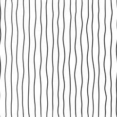 Stoff nahtlose Muster mit Textillinie Textur, schwarz auf weißem Hintergrund. Einfache Tapetengekritzelstreifen, Grunge-Hintergrund, monochromes Gestaltungselement