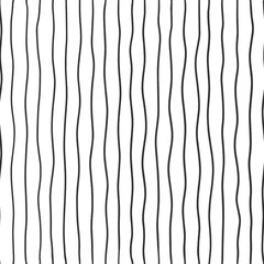 Gardinen Stoff nahtlose Muster mit Textillinie Textur, schwarz auf weißem Hintergrund. Einfache Tapetengekritzelstreifen, Grunge-Hintergrund, monochromes Gestaltungselement © nadiinko