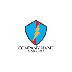 thunder shield vector logo template.this graphic suitable for electric business-vector
