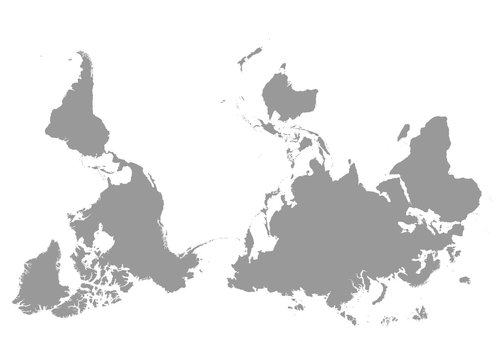 Reversed or upside down political map of World. South-up orientation.