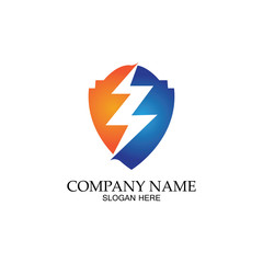 thunder shield vector logo template.this graphic suitable for electric business-vector