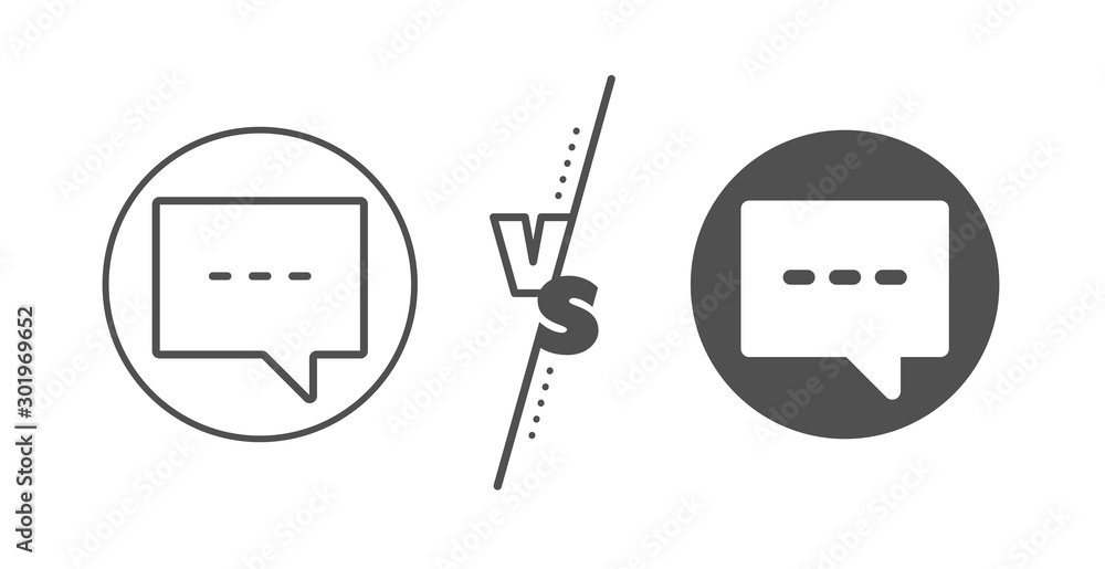 Poster speech bubble sign. versus concept. chat line icon. communication or comment symbol. line vs classic