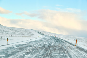 road in the snow and ice