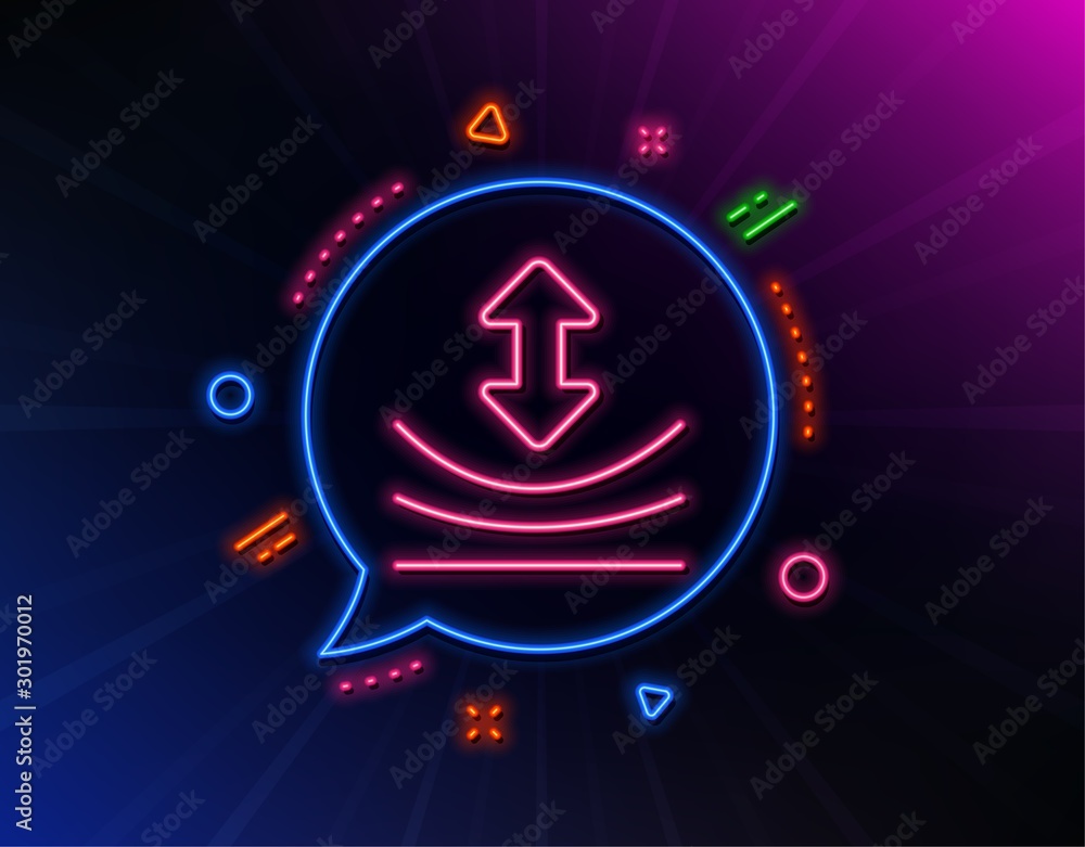 Wall mural Resilience line icon. Neon laser lights. Elastic material sign. Glow laser speech bubble. Neon lights chat bubble. Banner badge with resilience icon. Vector