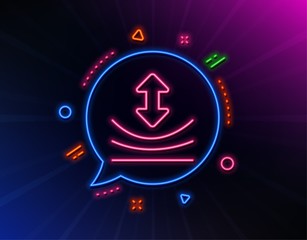 Resilience line icon. Neon laser lights. Elastic material sign. Glow laser speech bubble. Neon lights chat bubble. Banner badge with resilience icon. Vector