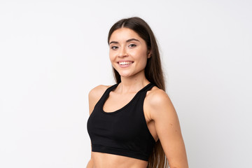 Portrait of beautiful girl over isolated white background