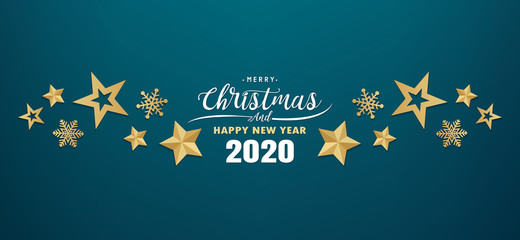 merry christmas and happy new year 2020 vector design
