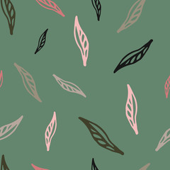 Colorful seamless floral pattern. Abstract print for fabric, wrapping paper and other surfaces. Leaves