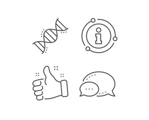 Chemistry dna line icon. Chat bubble, info sign elements. Laboratory analysis sign. Chemical formula symbol. Linear chemistry dna outline icon. Information bubble. Vector