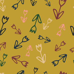 Colorful seamless floral pattern. Abstract print for fabric, wrapping paper and other surfaces. Tulips