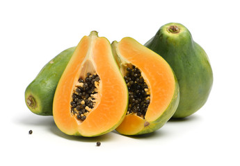 Papaya fruit isolated on a white background